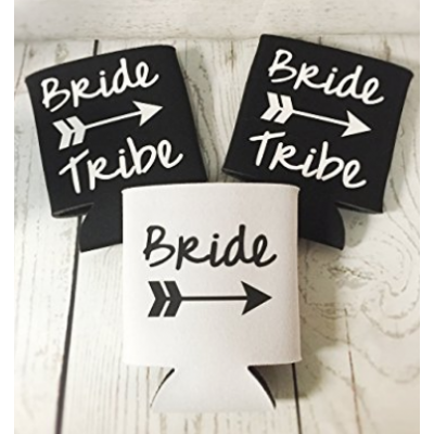 Can Cooler - Bride with Black Writing and Arrow (White) 